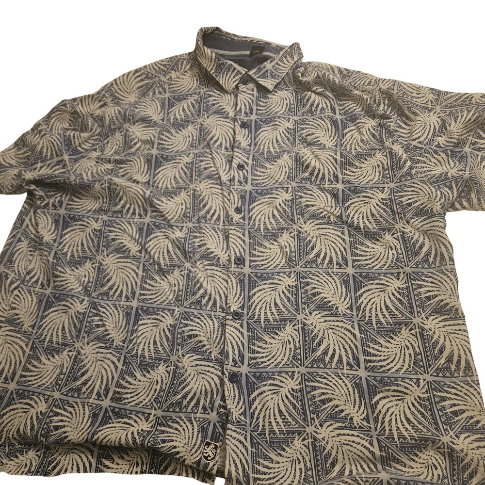 Nat Nast Shirt Mens 2XL Hawaiian Palm Print Silk Button Up Casual